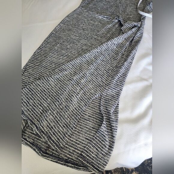 Talbots Faux Wrap Midi Maxi Blue Dress with Cap Sleeves - Picture 9 of 11